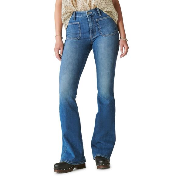 Lucky Brand Denim - Lucky Brand Stevie High Rise Flare 14/32 Blue Wash Denim Festival Cowgirl Y2K